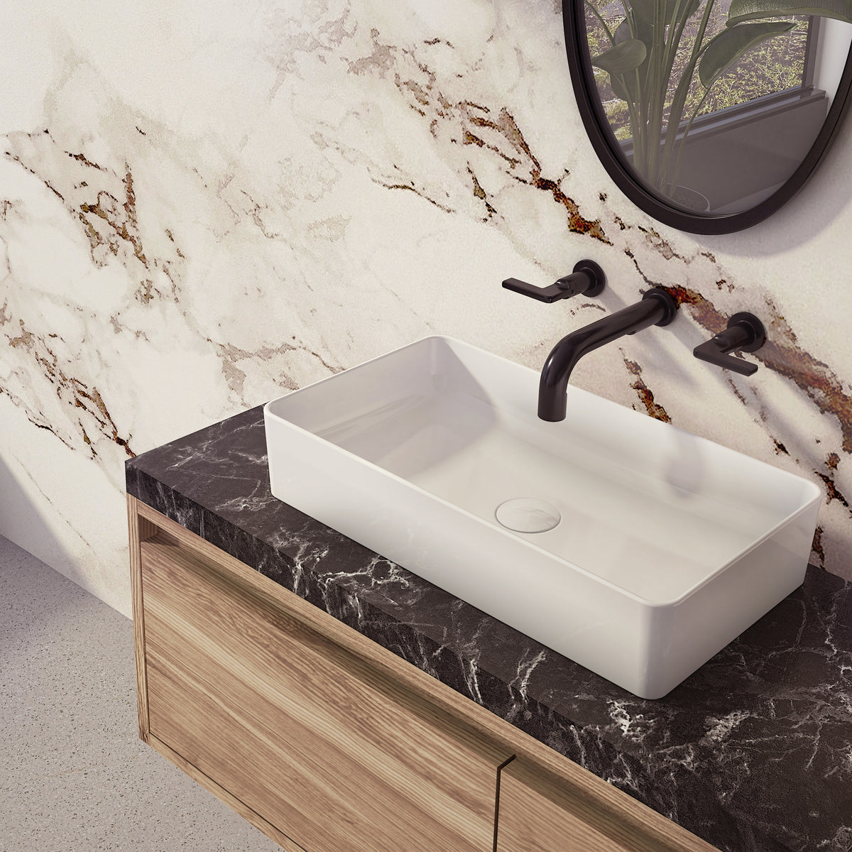 Neptune Alta Rectangular Ceramic Sink in White