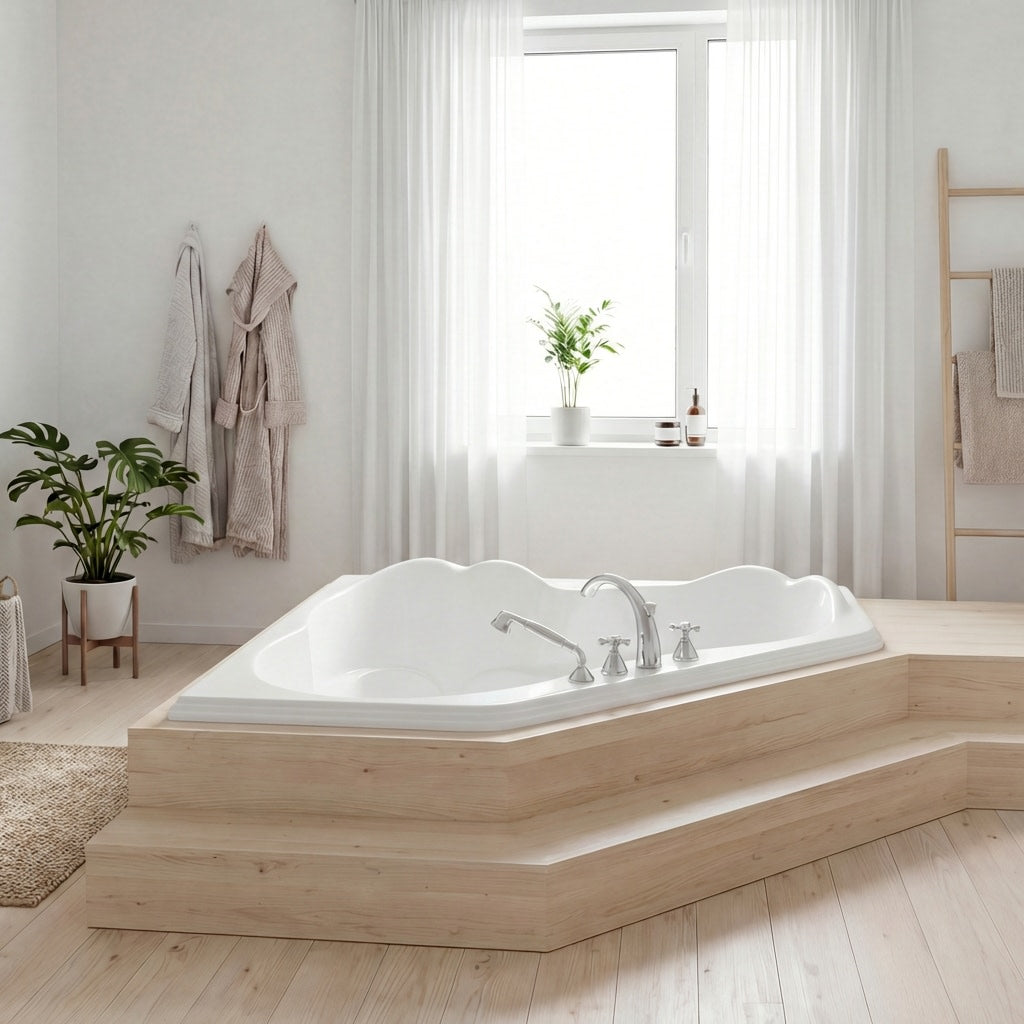 Neptune Ariane 6060 Acrylic Corner Center Drain Bathtub in White