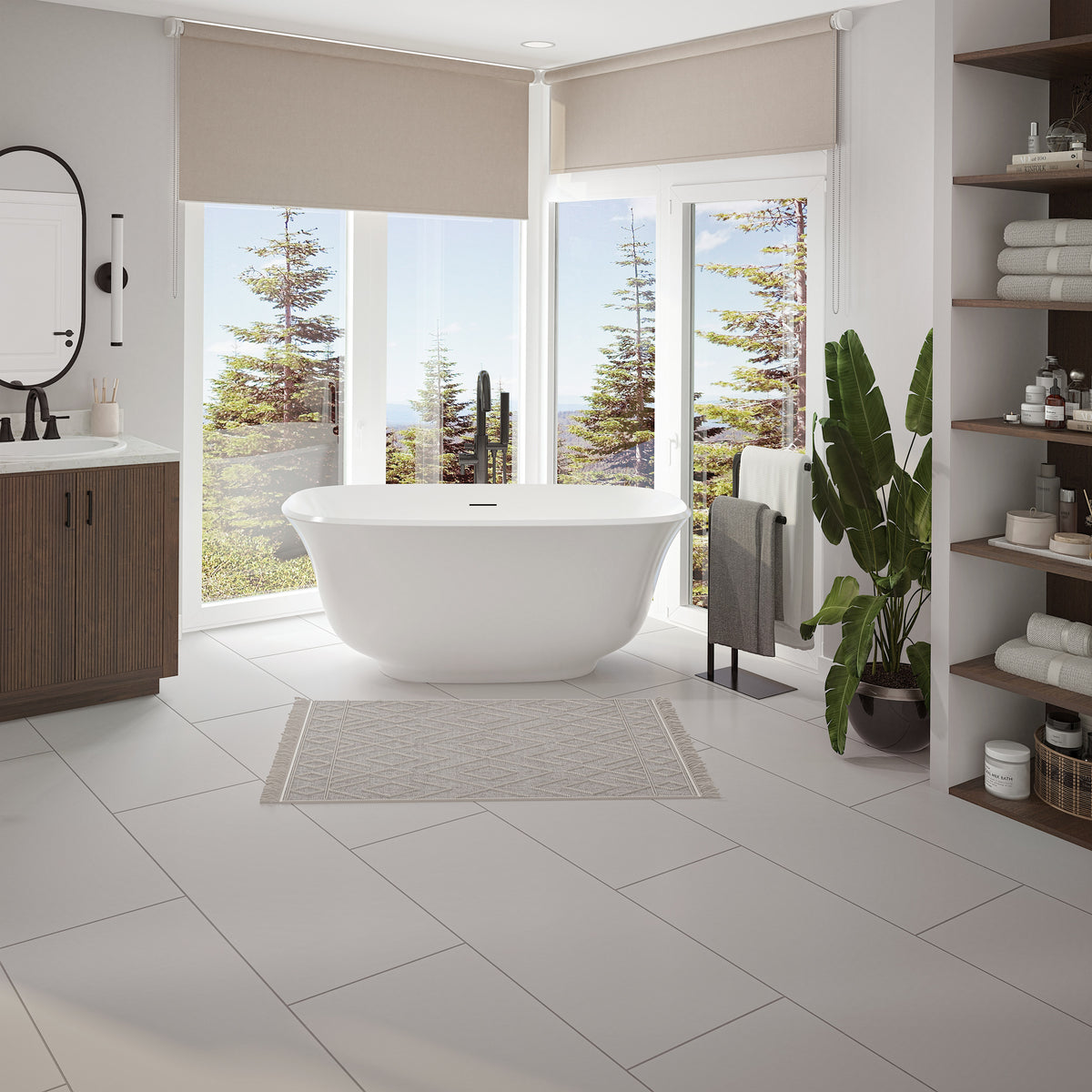 Neptune Arta 5931 Acrylic Freestanding Center Drain Bathtub in White
