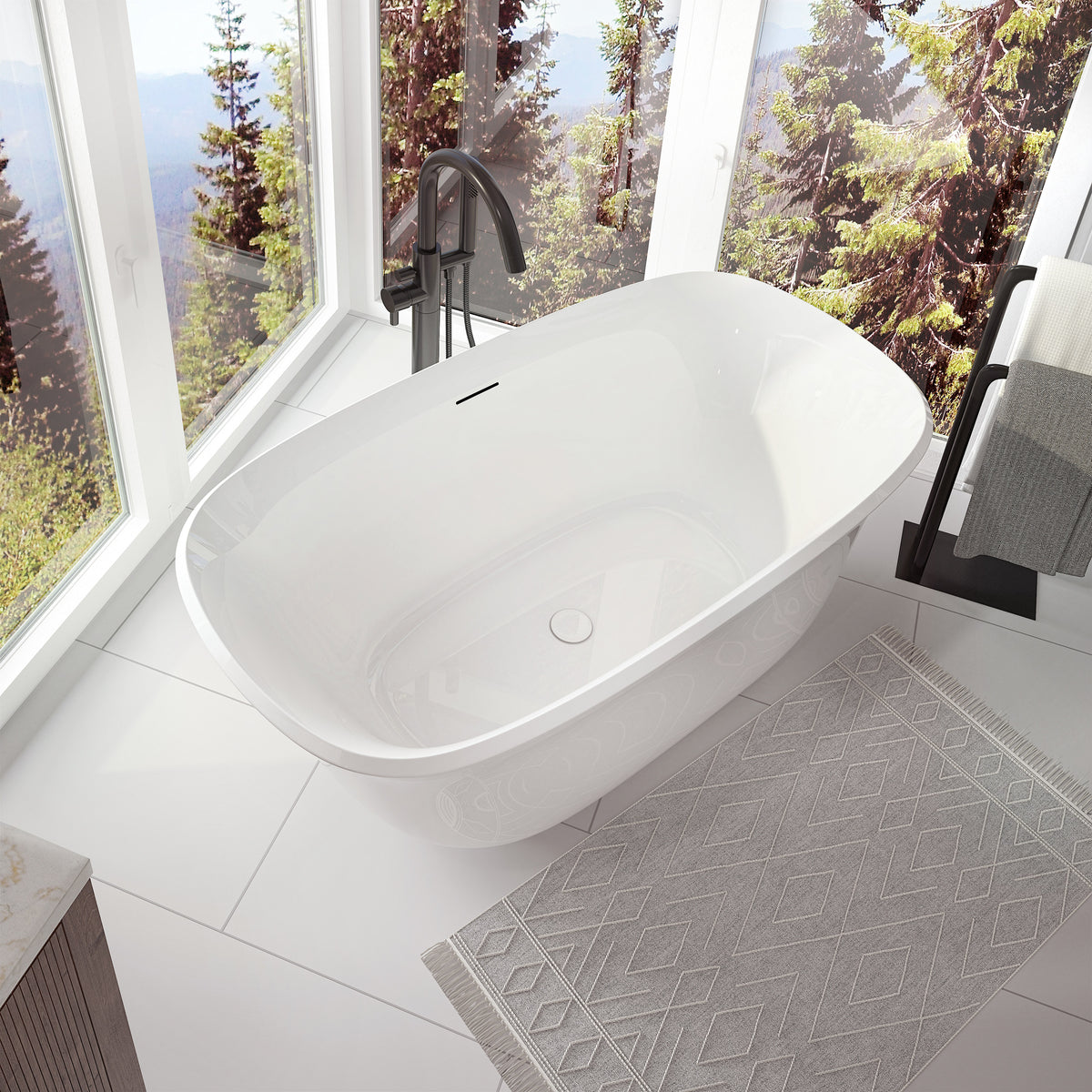 Neptune Arta 5931 Acrylic Freestanding Center Drain Bathtub in White - image 5