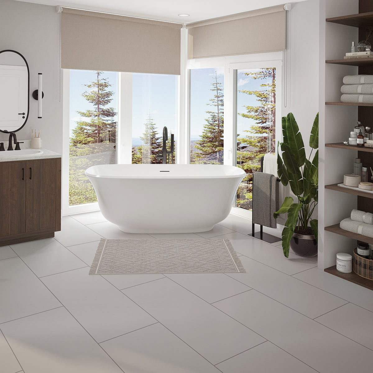 Neptune Arta 6731 Acrylic Freestanding Center Drain Bathtub in White