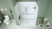 Neptune Aspire 6238 Acrylic Alcove Shower Base in White with Anti-slip and PVC Center Drain in Matte Black