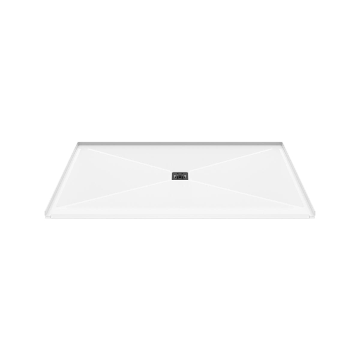 Neptune Aspire 6238 Acrylic Alcove Shower Base in White with Anti-slip and PVC Center Drain in Matte Black - image 11