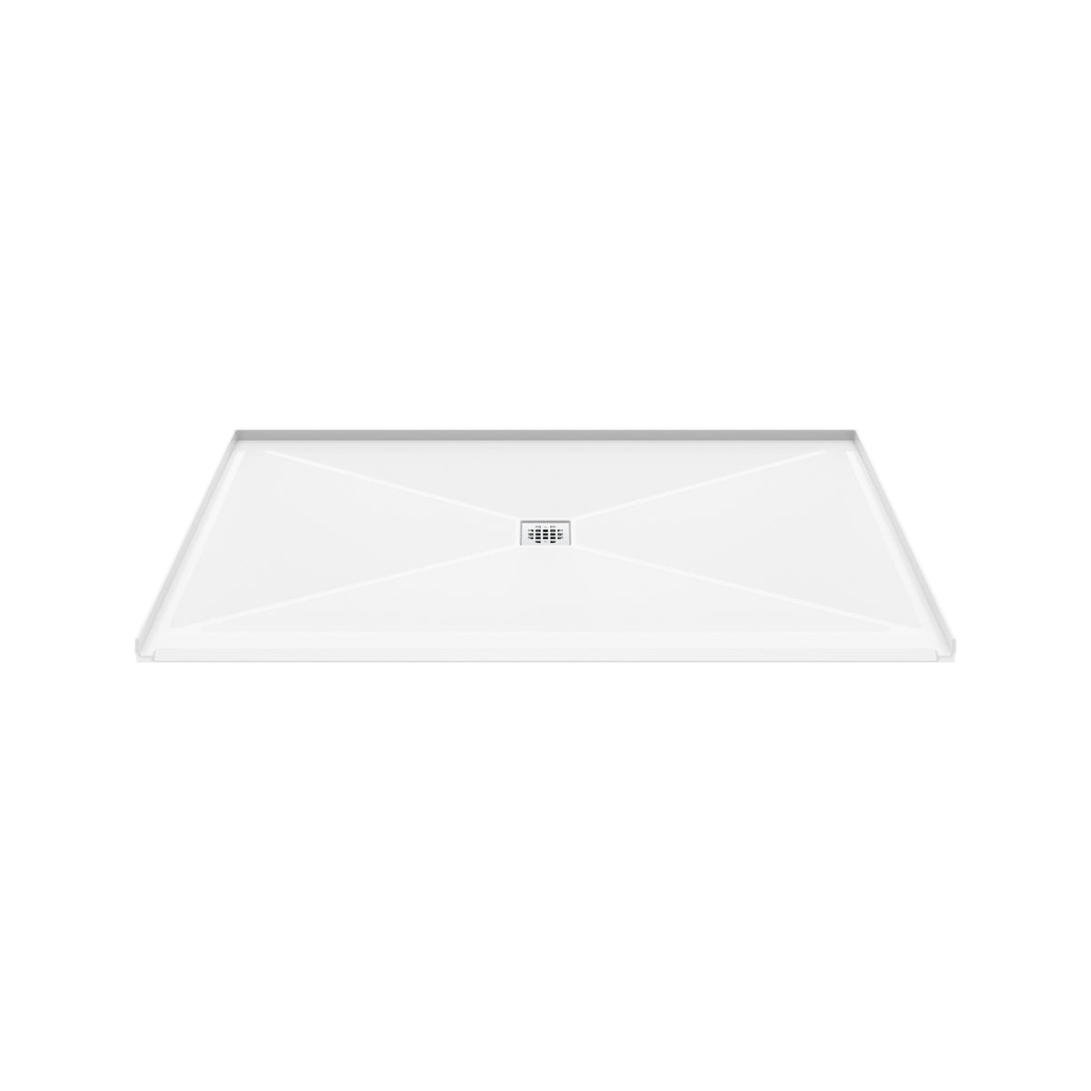 Neptune Aspire 6238 Acrylic Alcove Shower Base in White with Anti-slip and PVC Center Drain in Matte Black - image 2