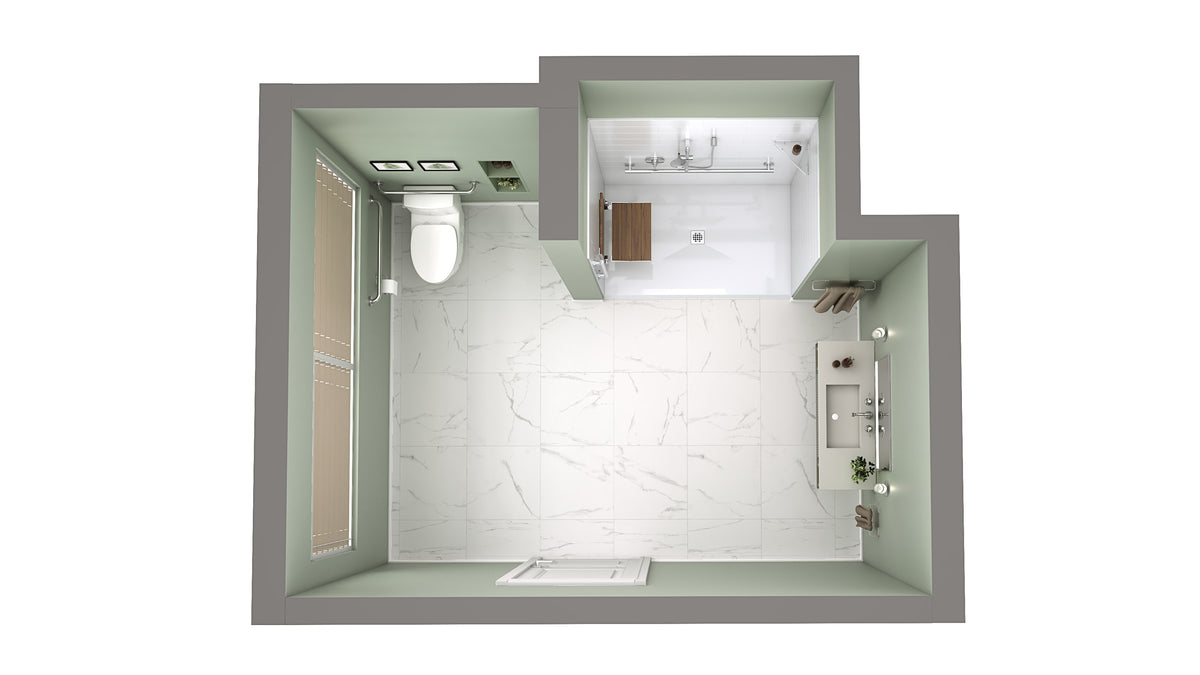 Neptune Aspire 6238 Acrylic Alcove Shower Base in White with Anti-slip and PVC Center Drain in Matte Black - image 4