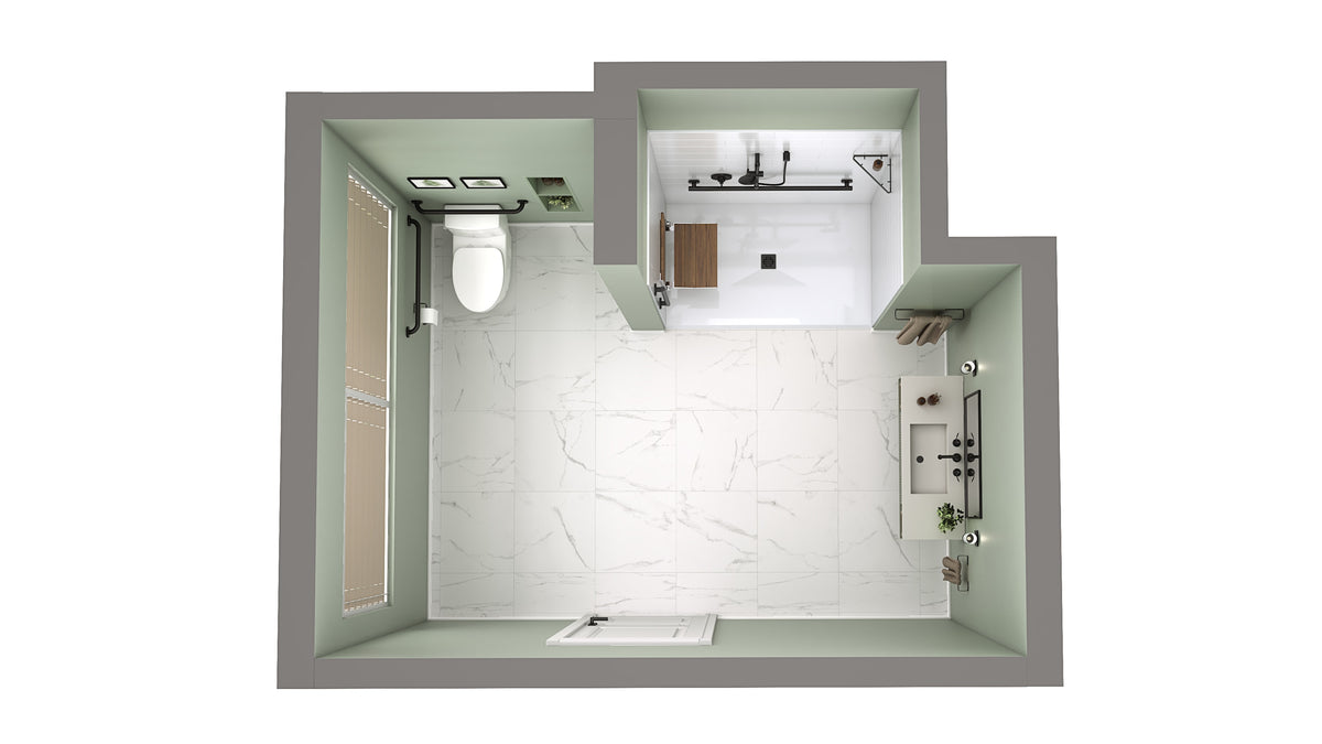 Neptune Aspire 6238 Acrylic Alcove Shower Base in White with Anti-slip and PVC Center Drain in Matte Black - image 9
