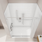 Neptune Aspire 6238 AcrylX Alcove Shower Base in White with ABS Linear Drain in Chrome