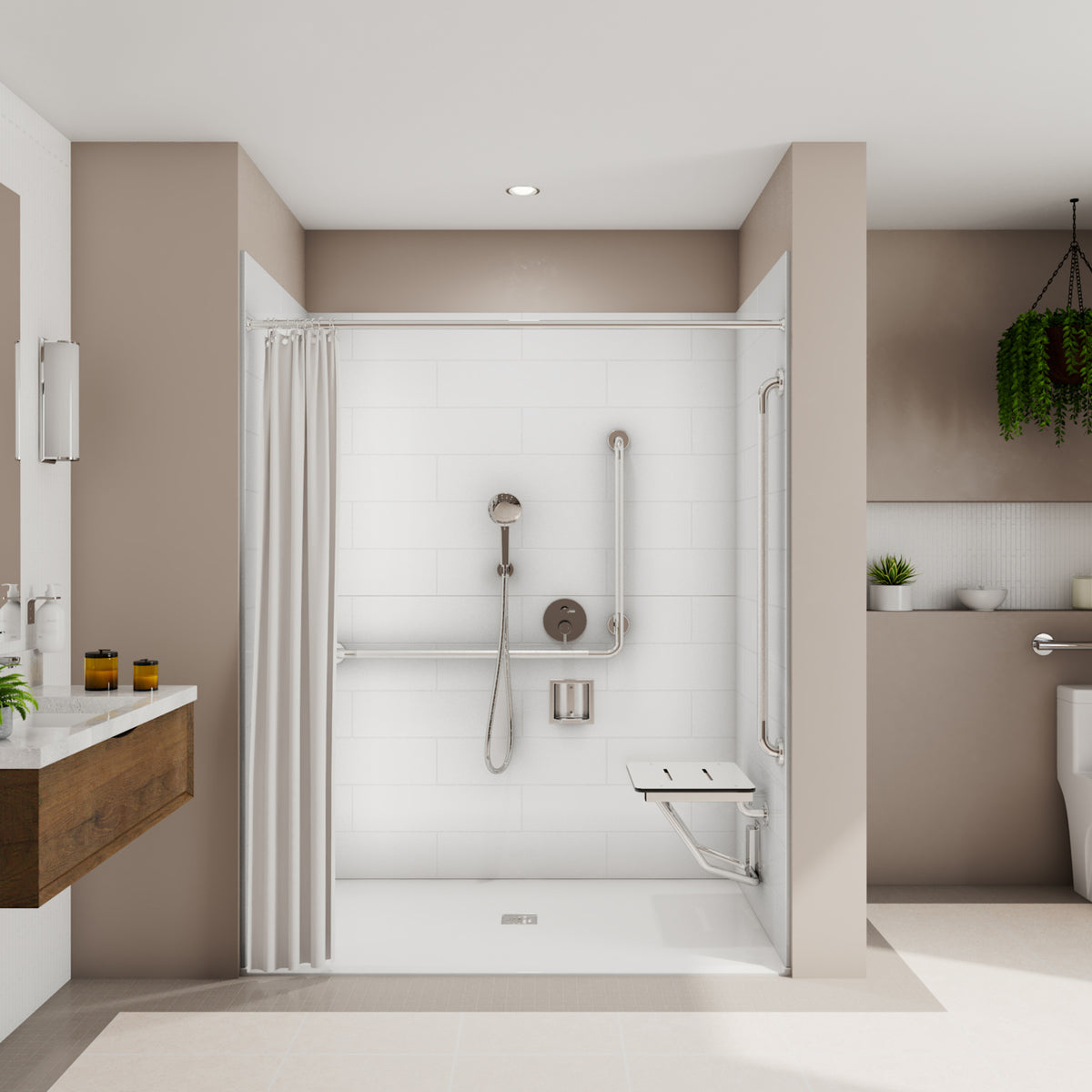 Neptune Aspire 6238 Alcove Five-Piece Shower with PVC Center Drain in Chrome - image 10