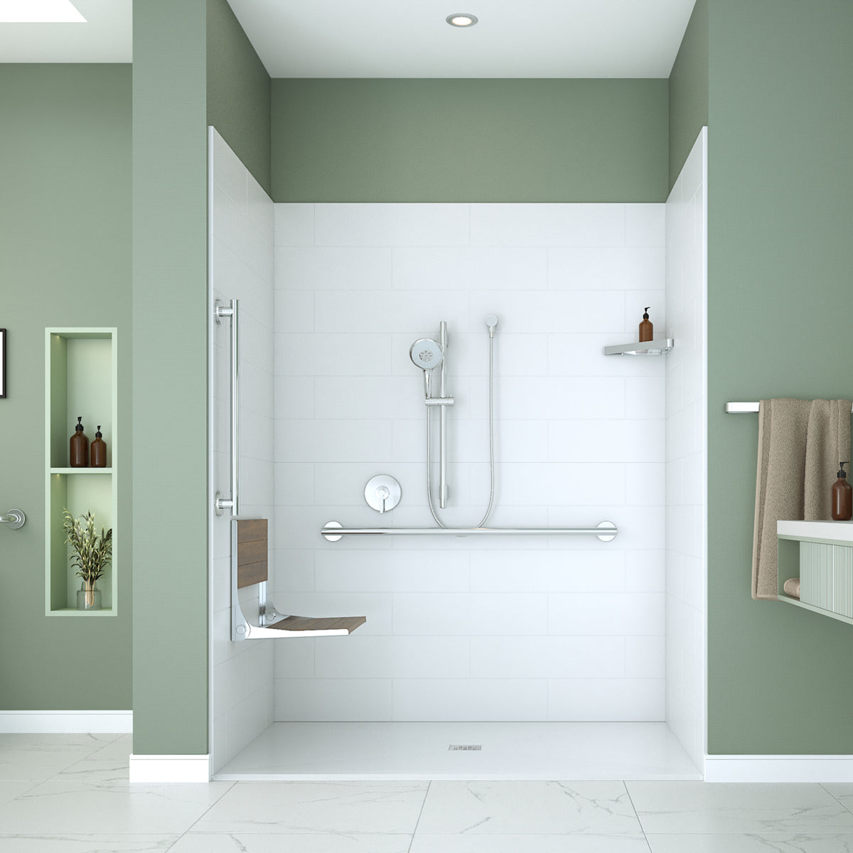 Neptune Aspire 6238 Alcove Five-Piece Shower with PVC Center Drain in Chrome - image 22