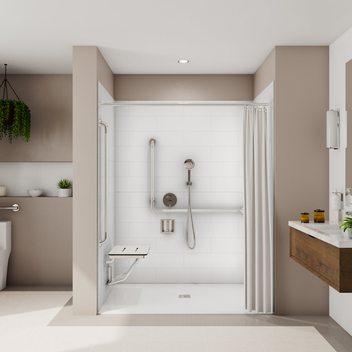 Neptune Aspire 6238 Alcove Five-Piece Shower with PVC Center Drain in Chrome - image 6