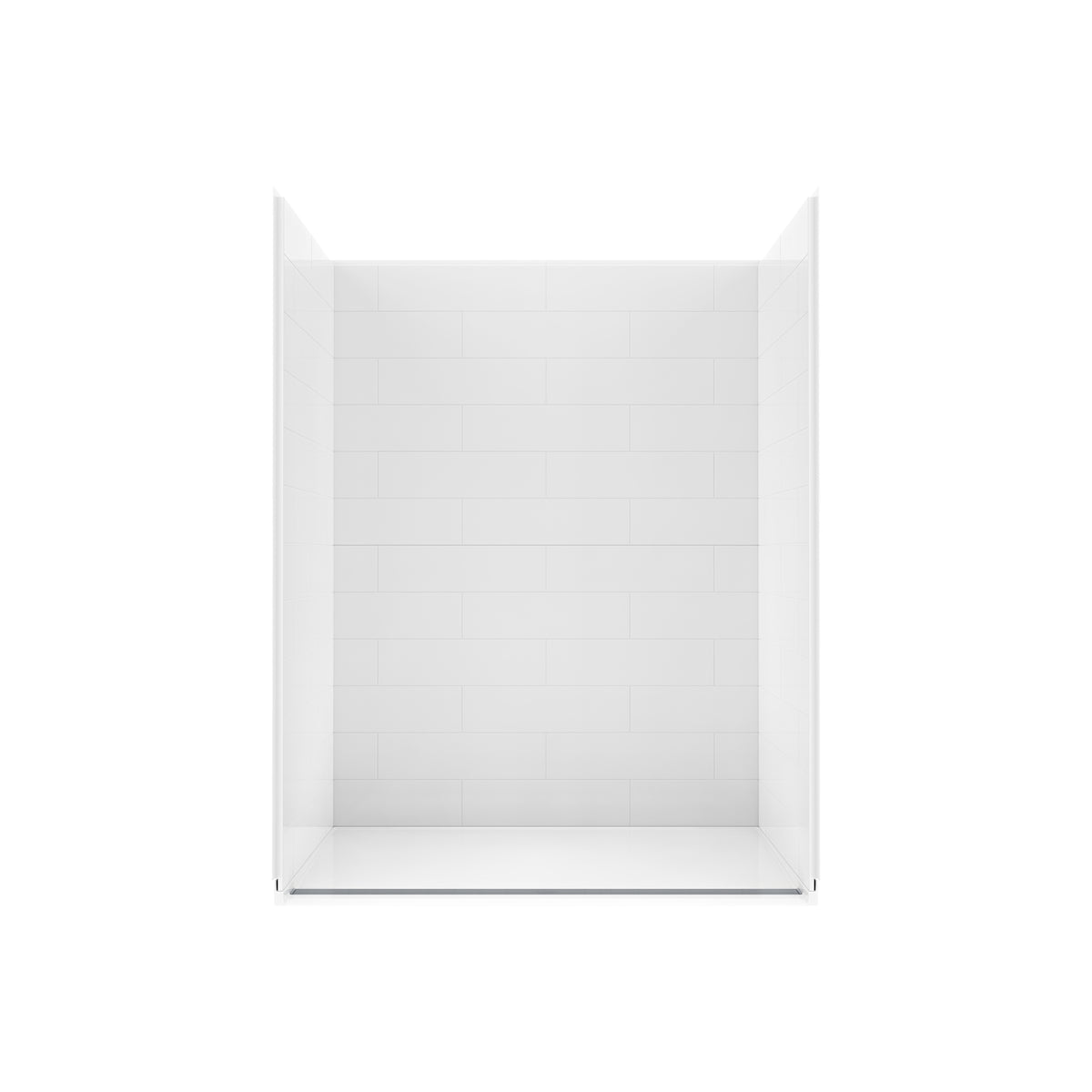 Neptune Aspire 6238 Premium Alcove Five-Piece Shower with ABS Linear Drain in White and Chrome Bars - image 2