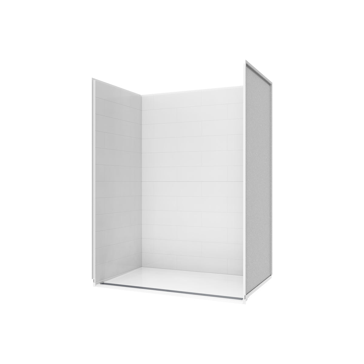 Neptune Aspire 6238 Premium Alcove Five-Piece Shower with ABS Linear Drain in White and Chrome Bars - image 3