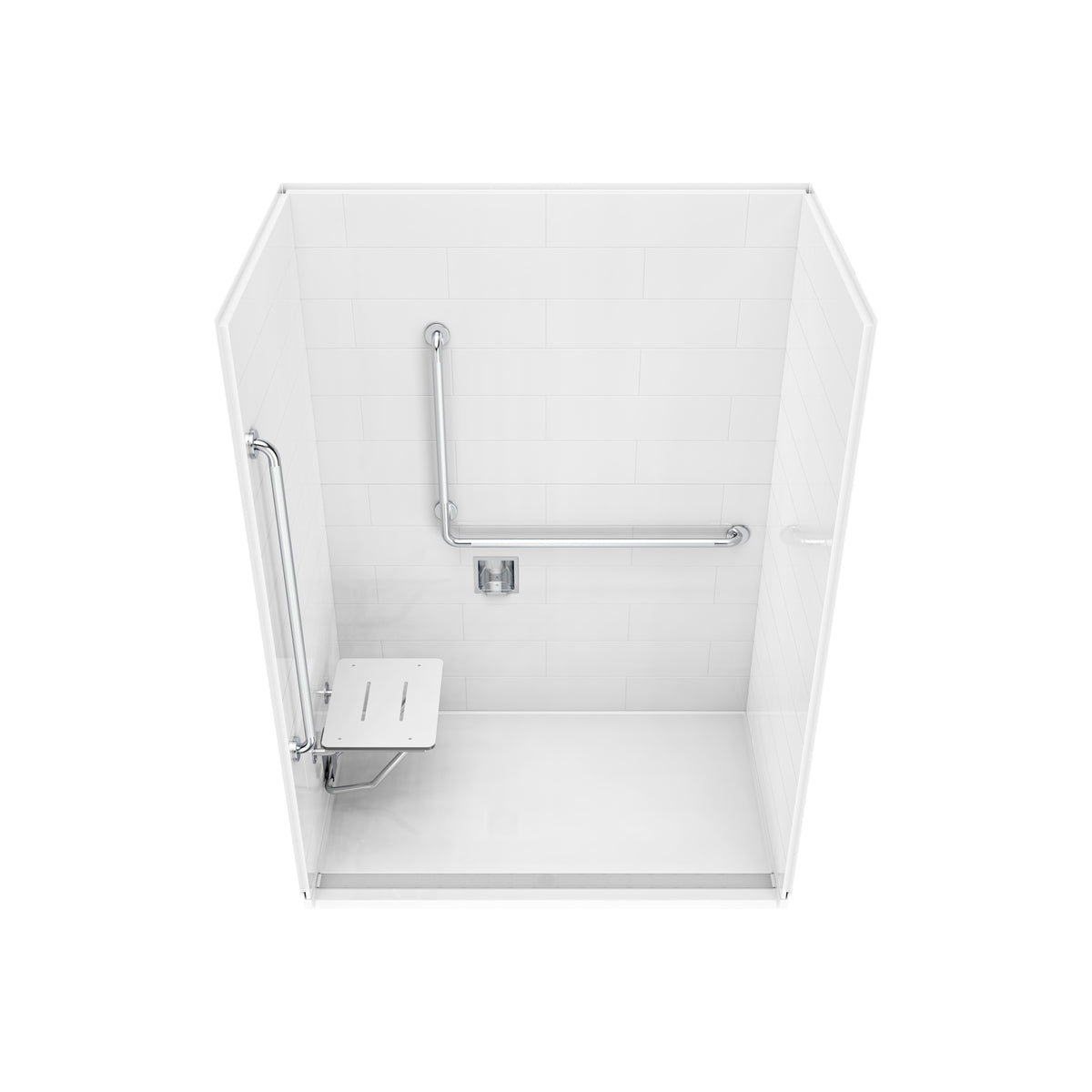Neptune Aspire 6238 Premium Alcove Five-Piece Shower with ABS Linear Drain in White and Chrome Bars - image 37