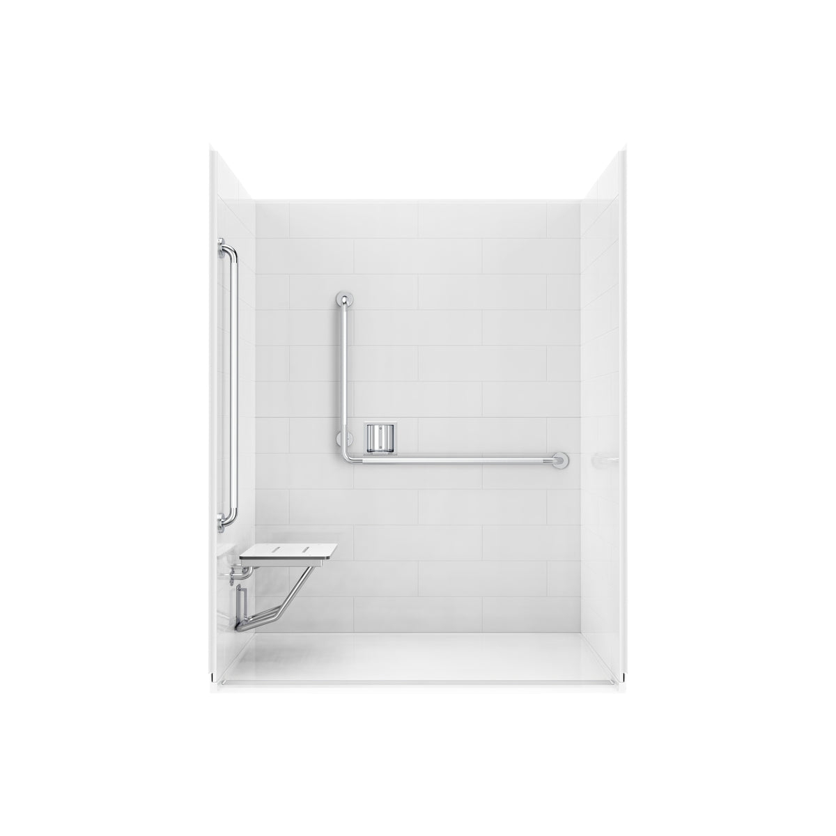 Neptune Aspire 6238 Premium Alcove Five-Piece Shower with ABS Linear Drain in White and Chrome Bars - image 43