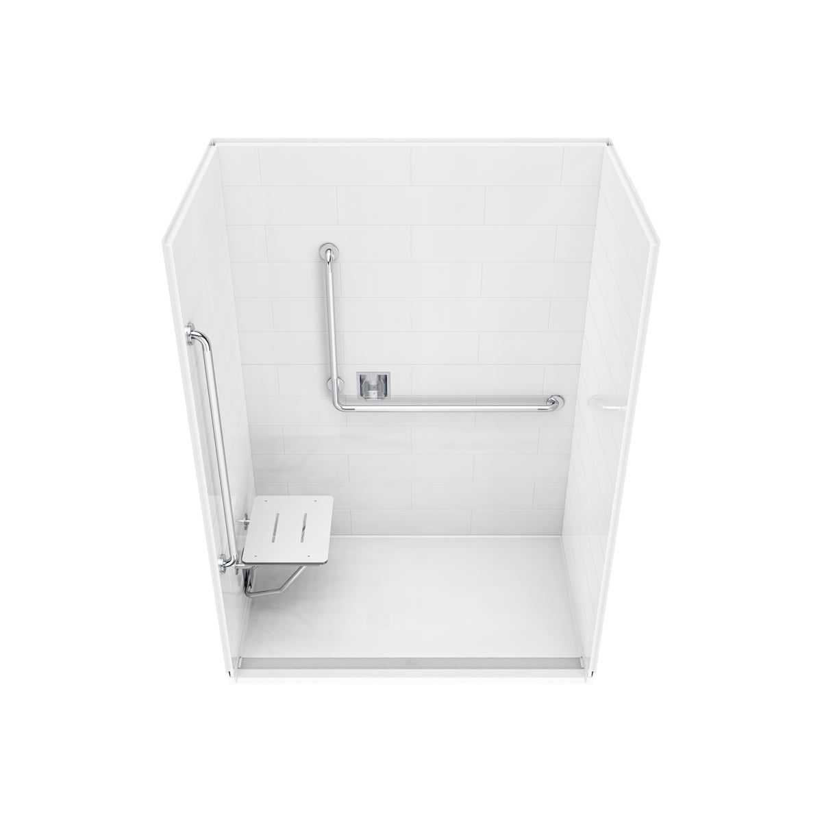 Neptune Aspire 6238 Premium Alcove Five-Piece Shower with ABS Linear Drain in White and Chrome Bars - image 45