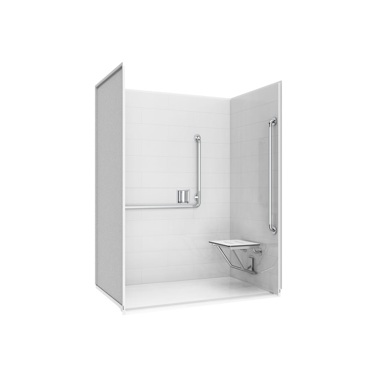 Neptune Aspire 6238 Premium Alcove Five-Piece Shower with ABS Linear Drain in White and Chrome Bars - image 48
