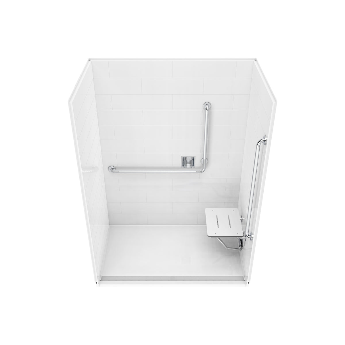 Neptune Aspire 6238 Premium Alcove Five-Piece Shower with ABS Linear Drain in White and Chrome Bars - image 49