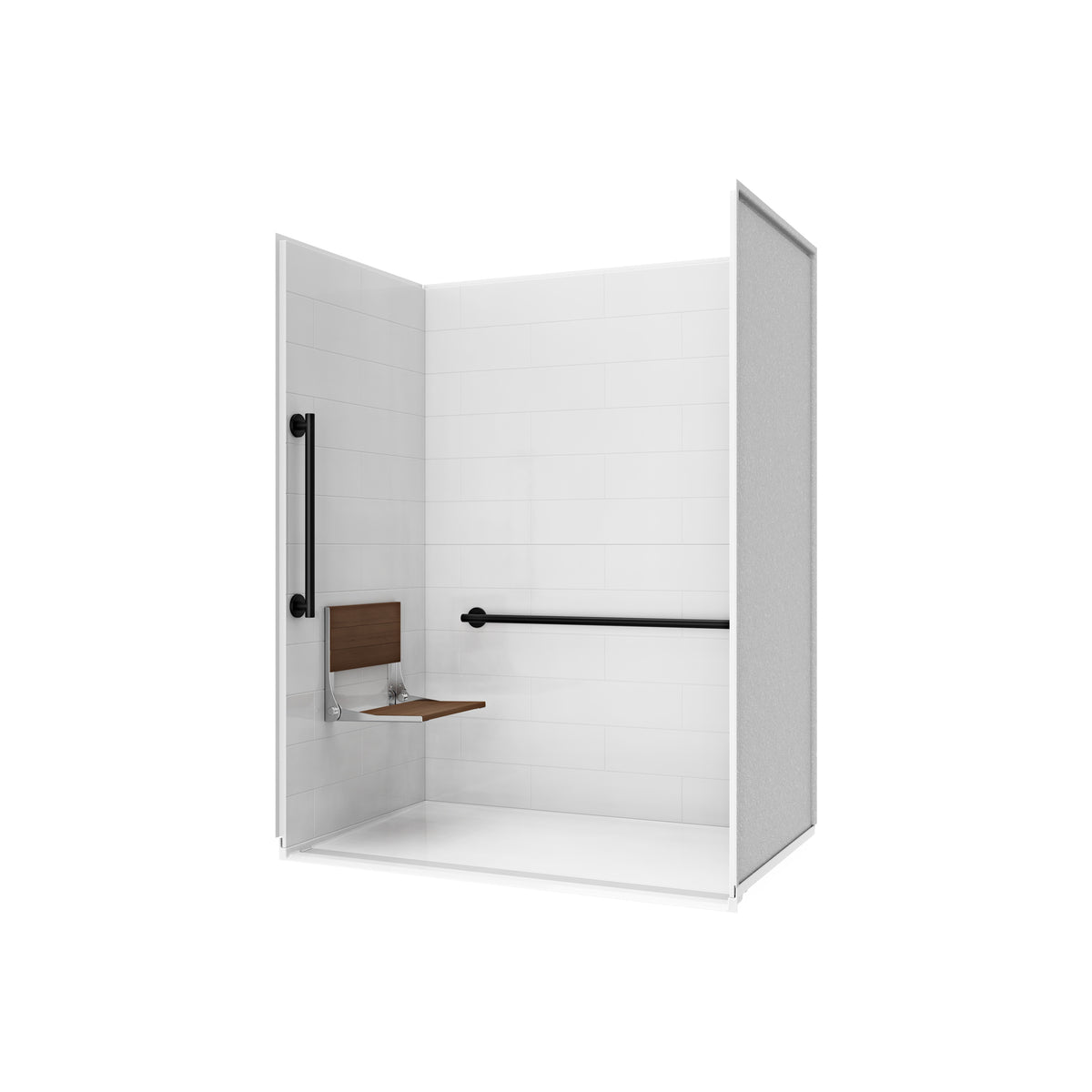 Neptune Aspire 6238 Premium Alcove Five-Piece Shower with ABS Linear Drain in White and Chrome Bars - image 60