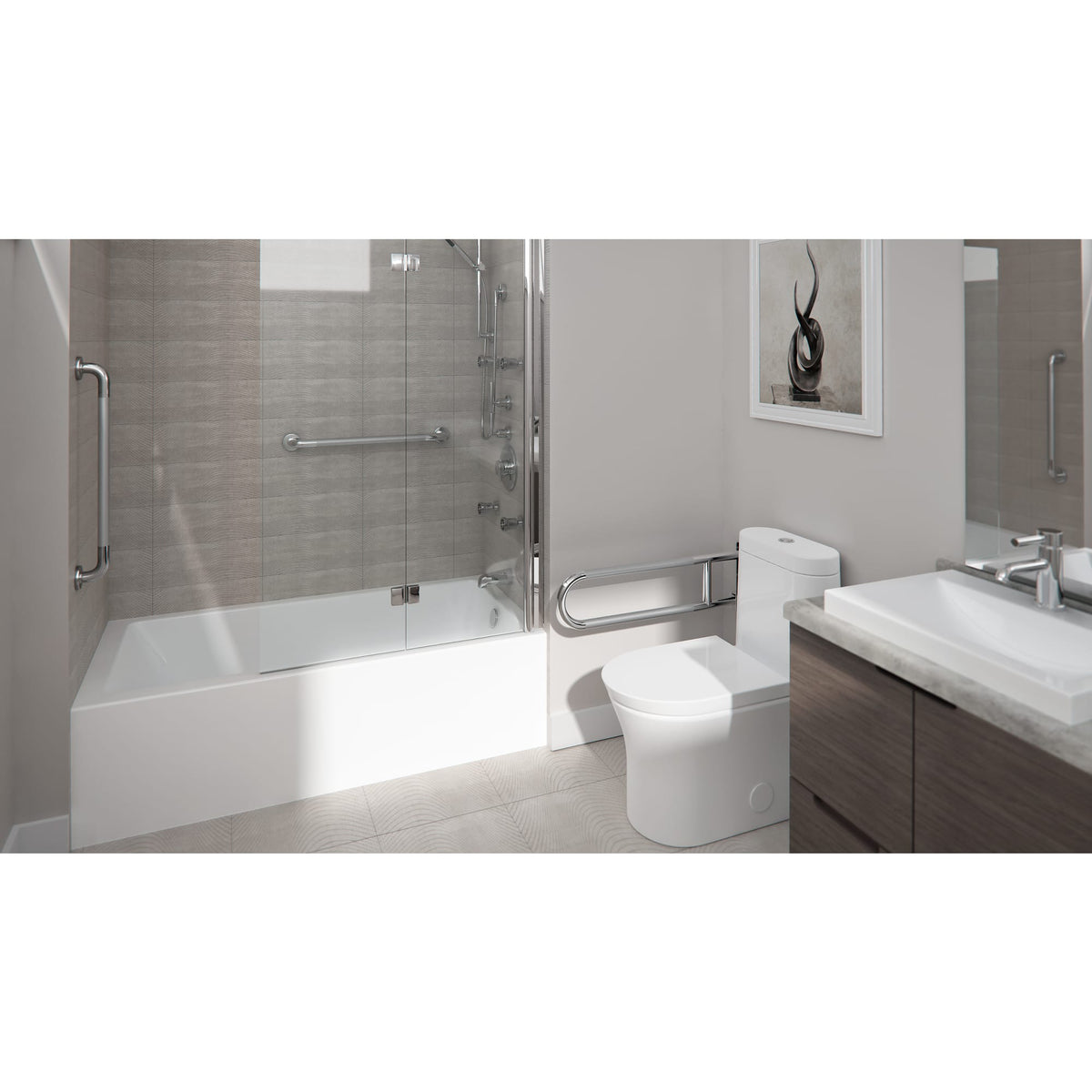 Neptune Astica 3060 IFS ADA Acrylic Alcove Bathtub in White