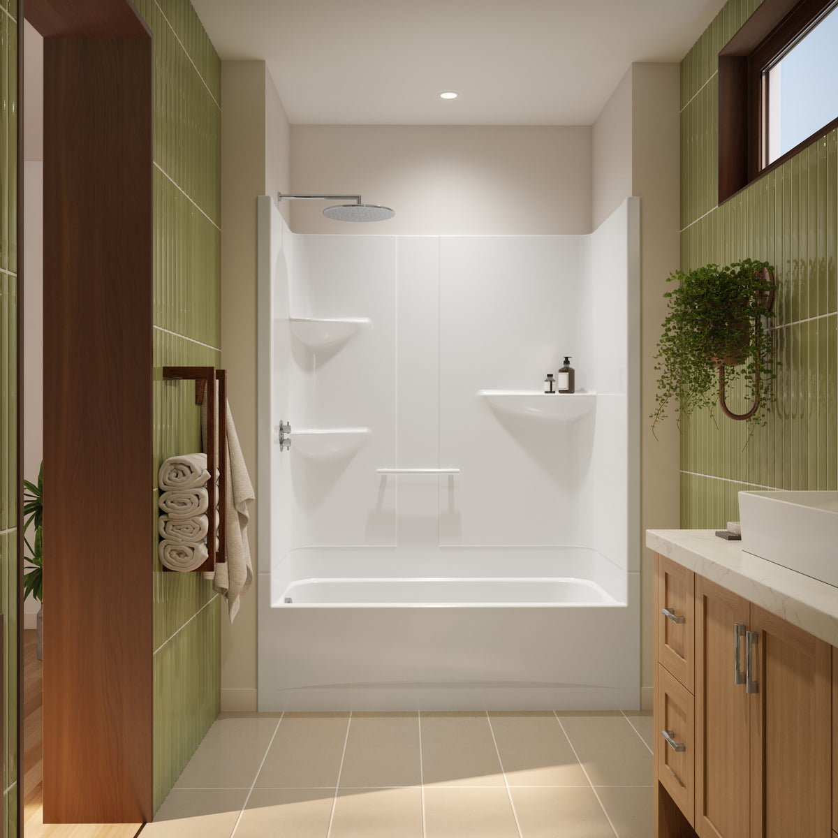 Neptune Astley Access TS-6032 AFR Acrylic Alcove One-Piece Tub Shower in White
