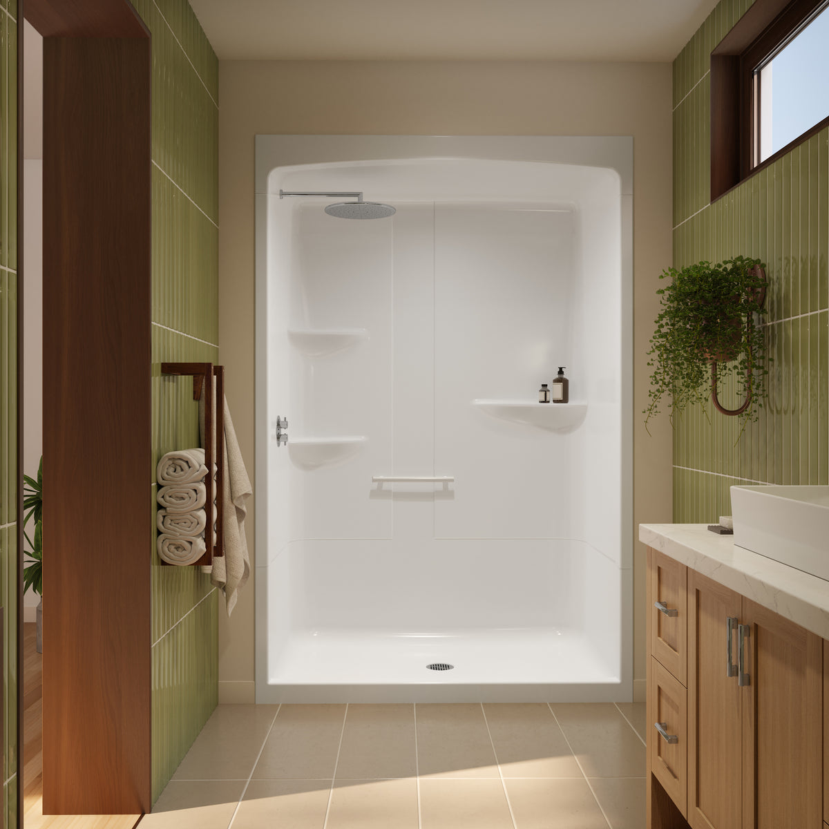 Neptune Astley SHR-6034 Acrylic Alcove One-Piece Shower in White