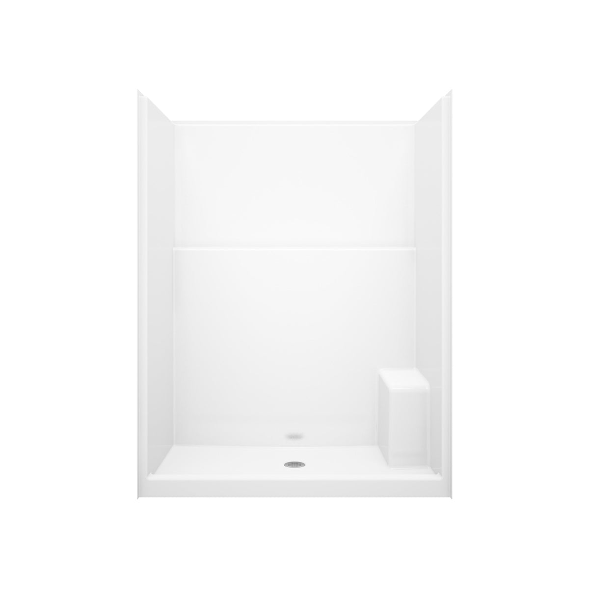Neptune Avila SS3260 AcrylX Alcove Center Drain One-Piece Shower with Right Seat in White - image 4