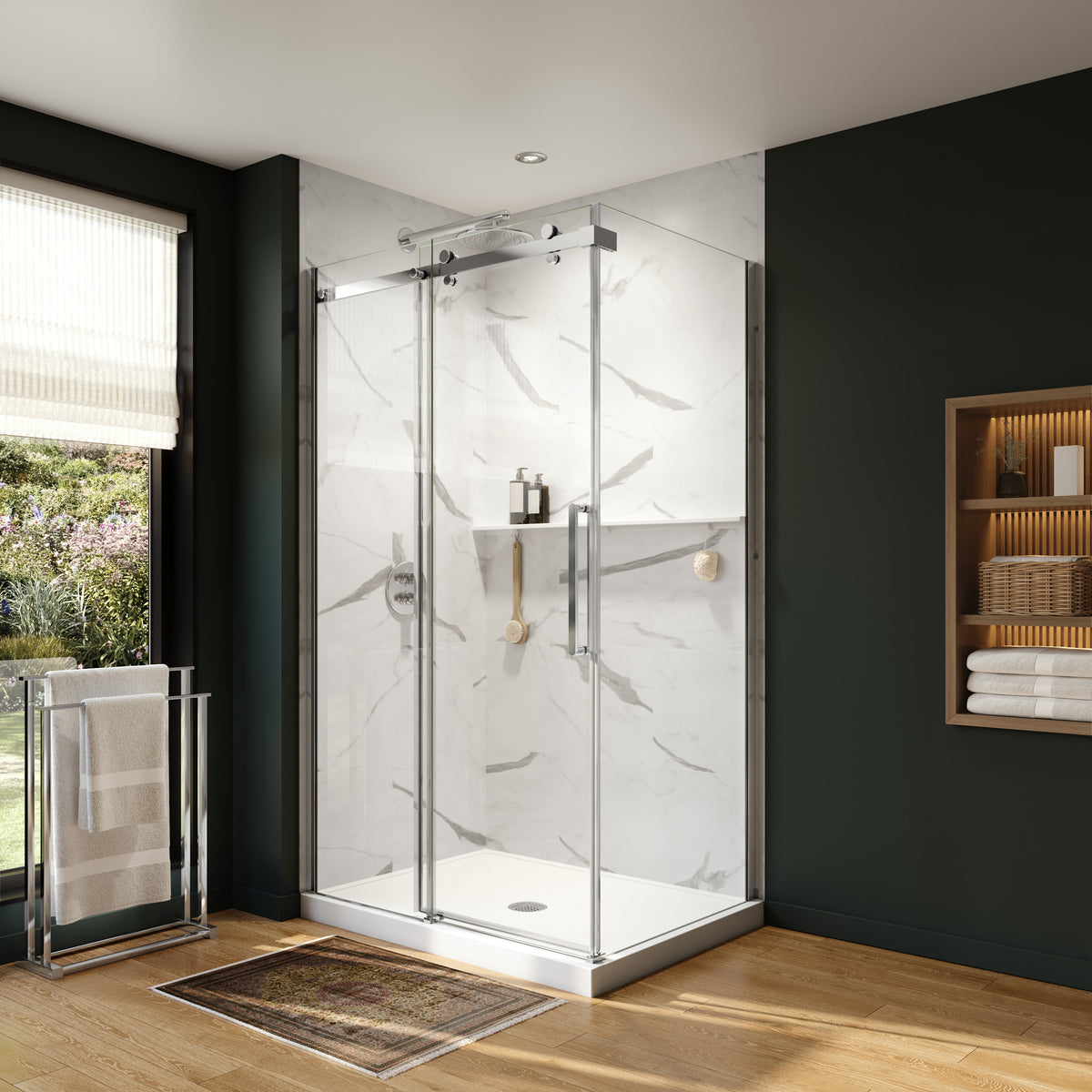 Neptune Axion 48 x 32 x 78 3/4 in 8mm Sliding Shower Door for Corner Installation