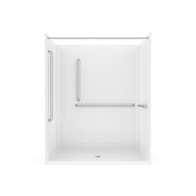 Neptune Banff BFS-6036F - NBC-Alberta Compliant AcrylX Alcove Center Drain Shower in White with Left Rectangular Naugahyde Seat