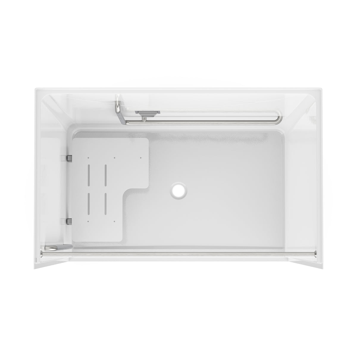Neptune Banff BFS-6036F - NBC-Alberta Compliant AcrylX Alcove Center Drain Shower in White with Left Rectangular Naugahyde Seat - image 14