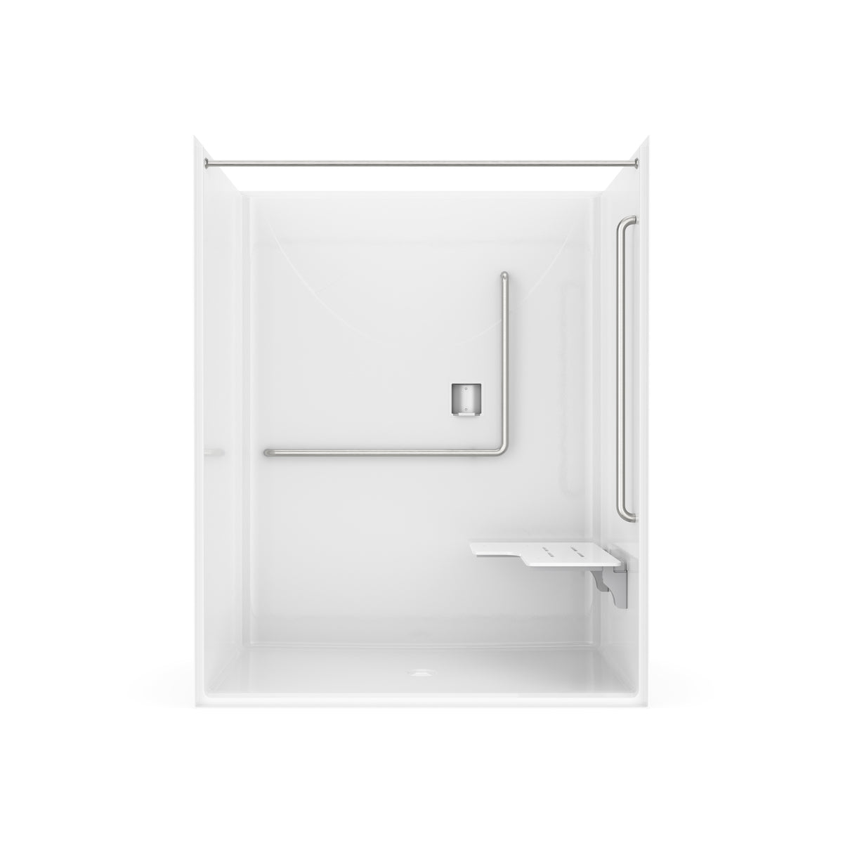 Neptune Banff BFS-6036F - NBC-Alberta Compliant AcrylX Alcove Center Drain Shower in White with Left Rectangular Naugahyde Seat - image 15