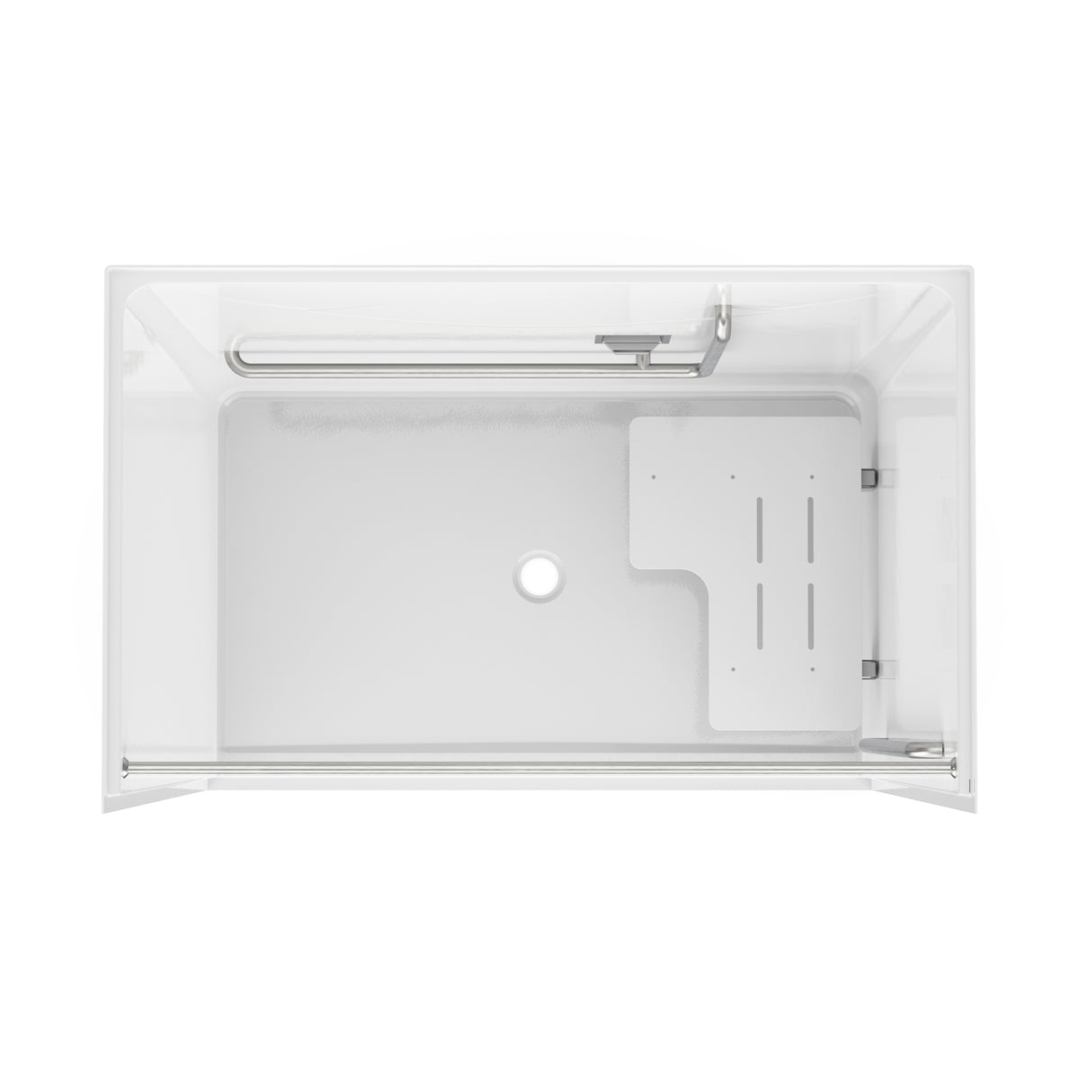 Neptune Banff BFS-6036F - NBC-Alberta Compliant AcrylX Alcove Center Drain Shower in White with Left Rectangular Naugahyde Seat - image 17