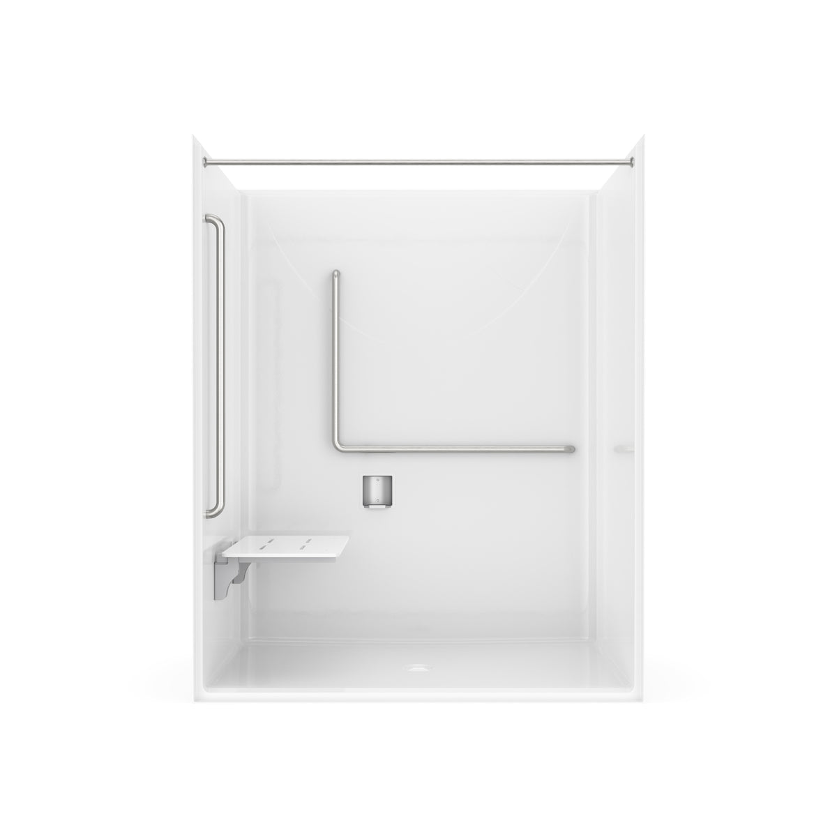 Neptune Banff BFS-6036F - NBC-Alberta Compliant AcrylX Alcove Center Drain Shower in White with Left Rectangular Naugahyde Seat - image 18