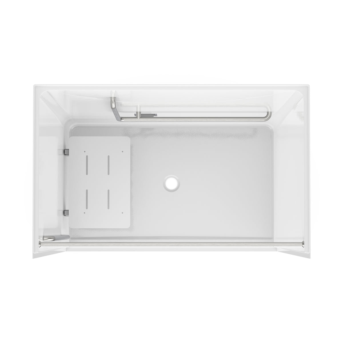 Neptune Banff BFS-6036F - NBC-Alberta Compliant AcrylX Alcove Center Drain Shower in White with Left Rectangular Naugahyde Seat - image 20