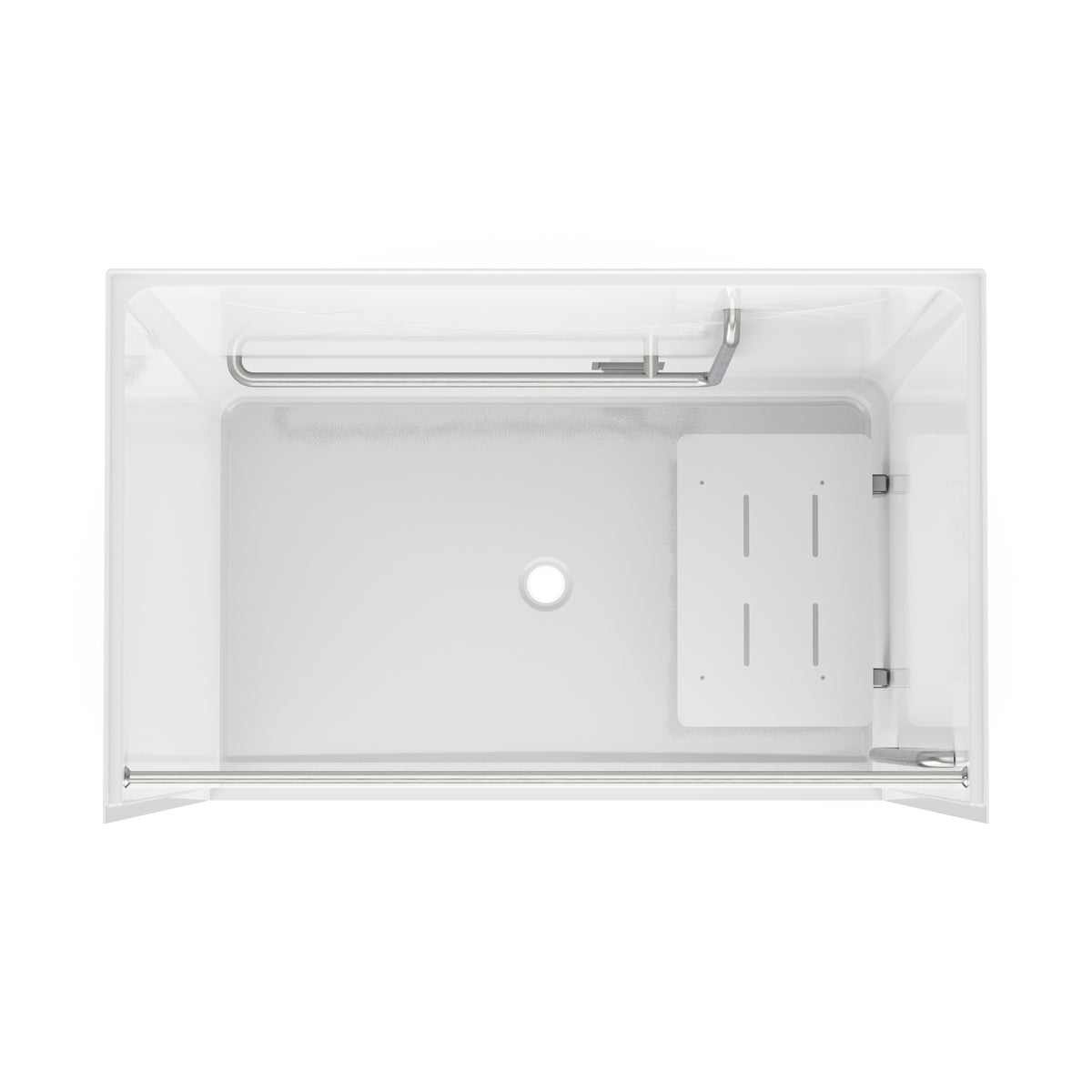 Neptune Banff BFS-6036F - NBC-Alberta Compliant AcrylX Alcove Center Drain Shower in White with Left Rectangular Naugahyde Seat - image 23