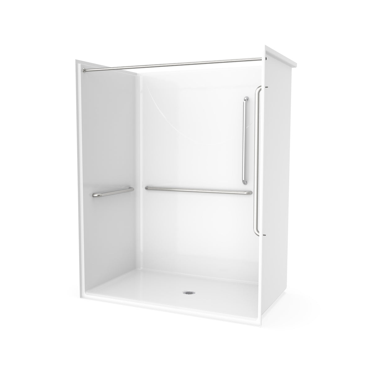 Neptune Banff BFS-6036F - NBC-Alberta Compliant AcrylX Alcove Center Drain Shower in White with Left Rectangular Naugahyde Seat - image 5