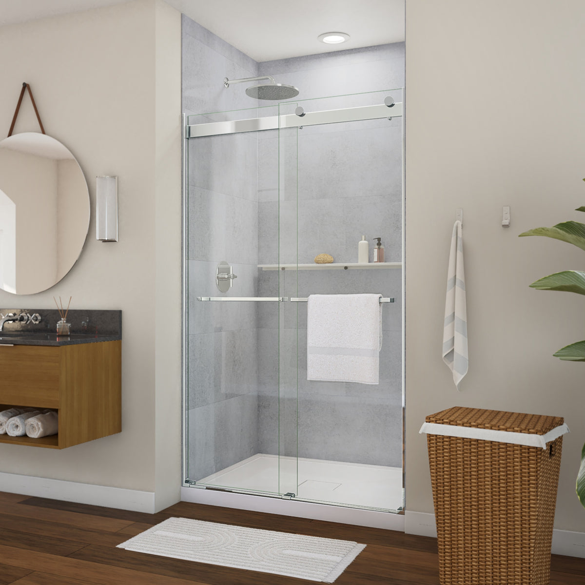 Neptune Barena 44-48 x 76 in 8mm Bypass Shower Door for Alcove Installation