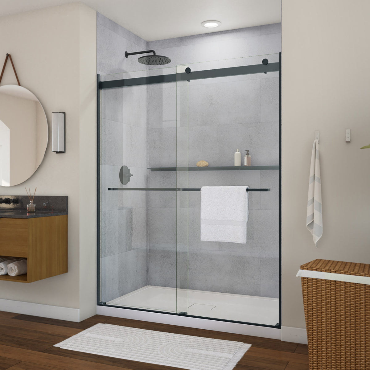 Neptune Barena 56-60 x 76 in 8mm Bypass Shower Door for Alcove Installation - image 6