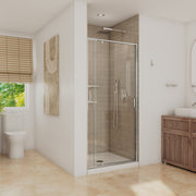 Neptune Belaya 32-36 x 72 in 6mm Pivot Shower Door for Alcove Installation with Clear Glass in Chrome