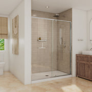 Neptune Belaya 56-60 x 72 in 6mm Pivot Shower Door for Alcove Installation with Clear Glass in Chrome
