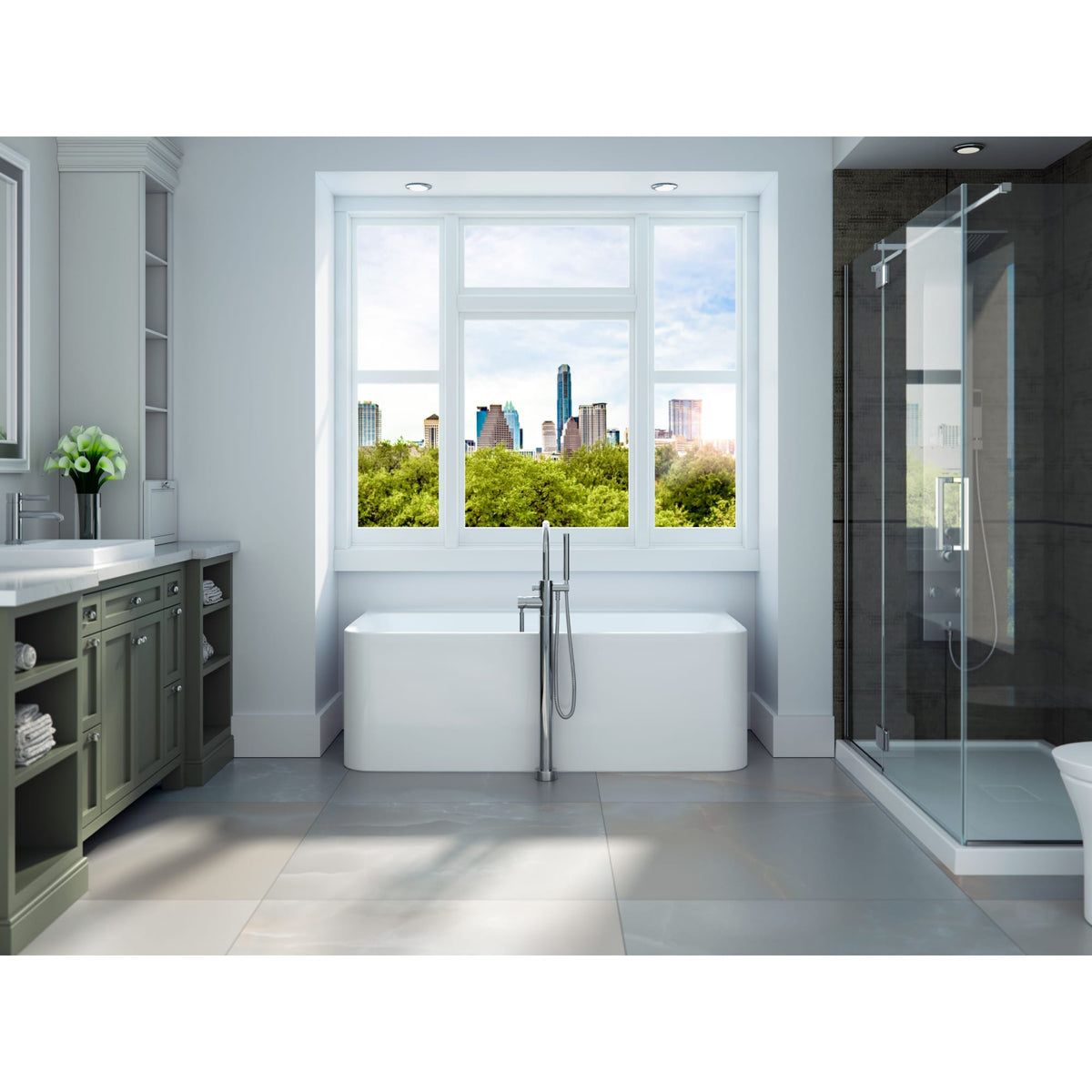 Neptune Belgrade 3266 AFR Acrylic Wall-Mount Freestanding Center Drain Bathtub in White