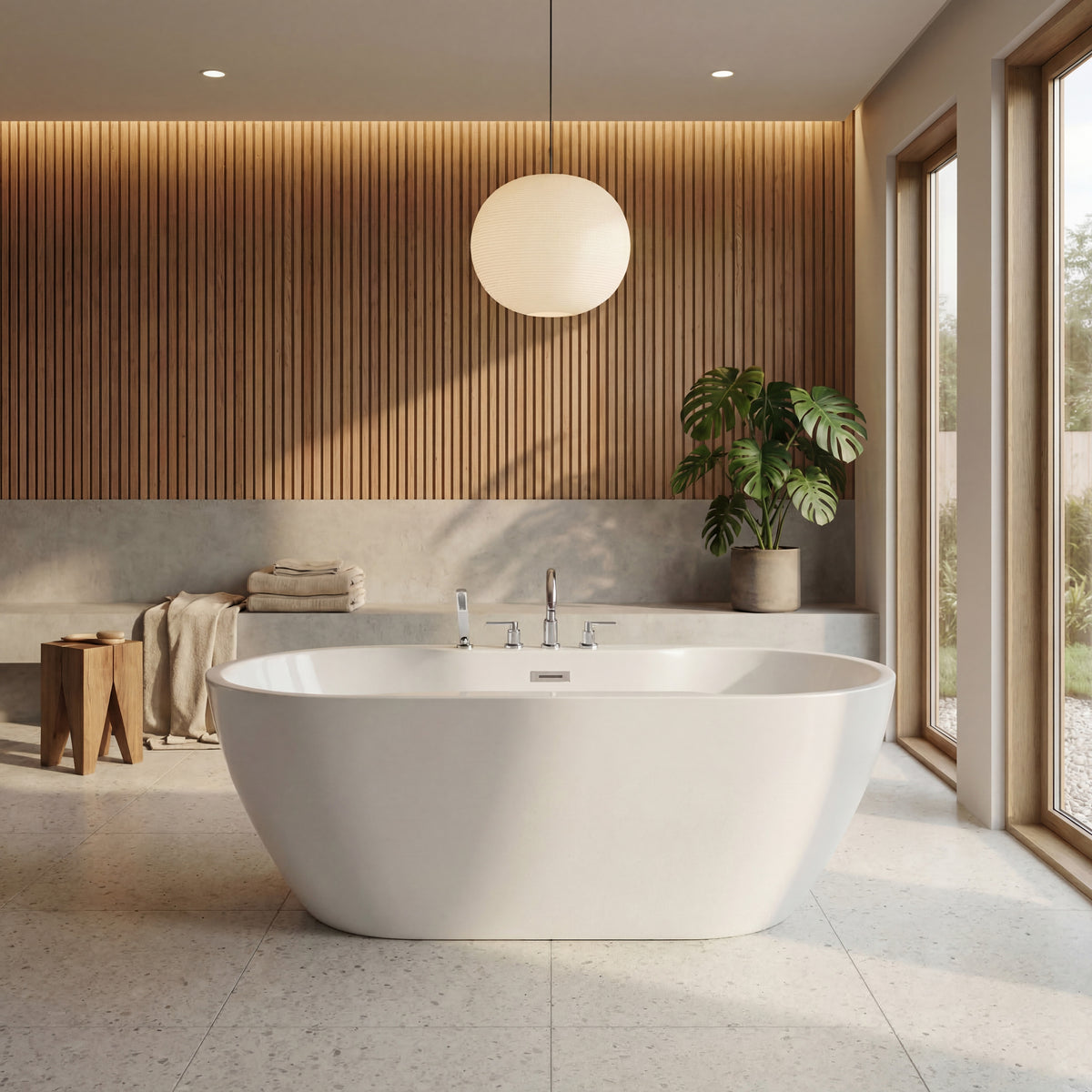 Neptune Berlin F1 3266 AFR Acrylic Freestanding Center Drain Bathtub in White