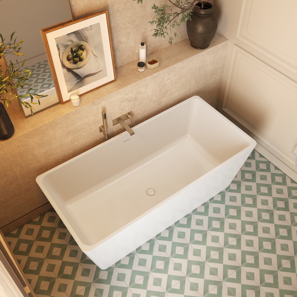 Neptune Bern 6731 AFR Acrylic Freestanding Center Drain Bathtub in White - image 2