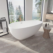 Neptune Braga 5528 AFR Solid Surface Freestanding Center Drain Bathtub in Matte White