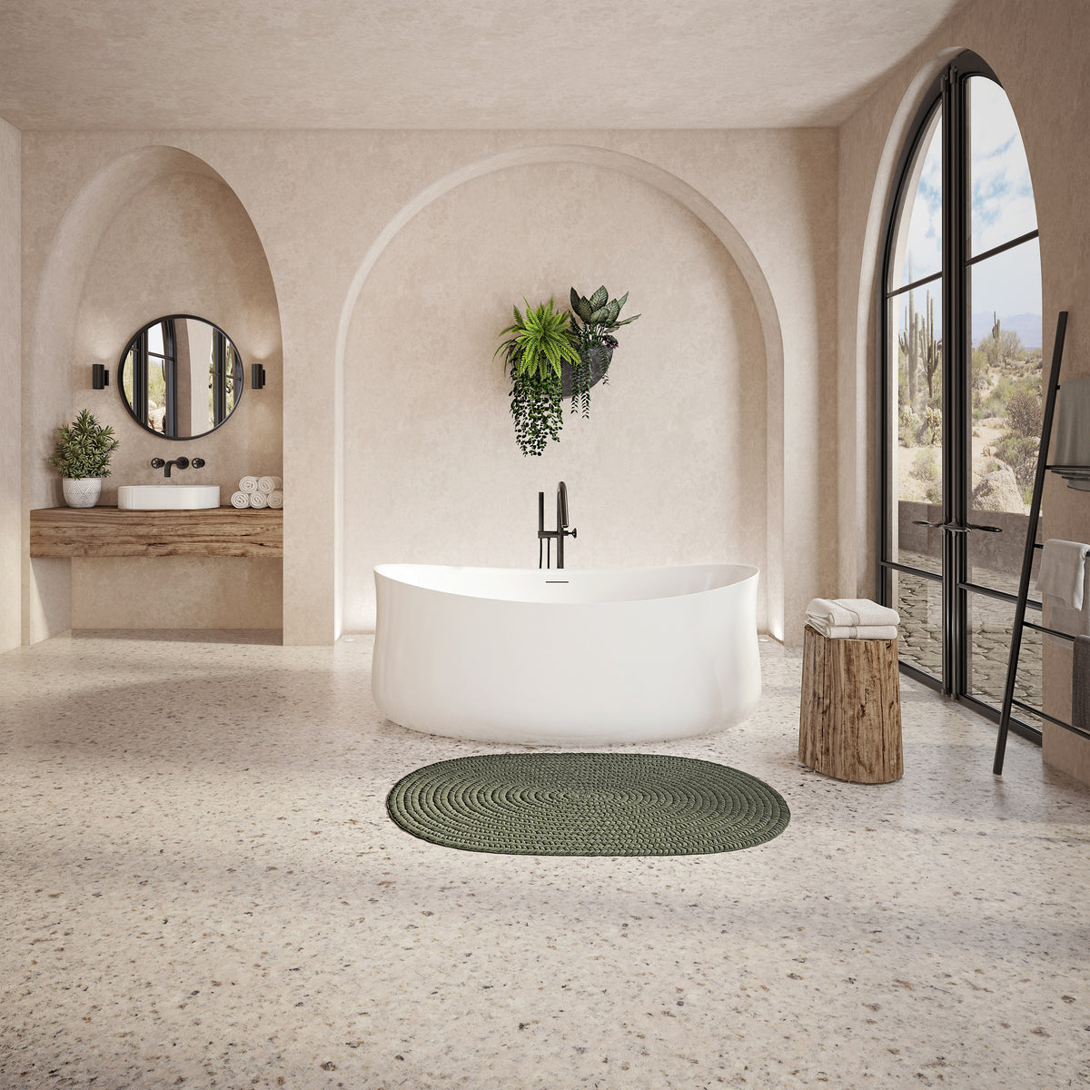 Neptune Budapest 7132 AFR Acrylic Freestanding Center Drain Bathtub in White