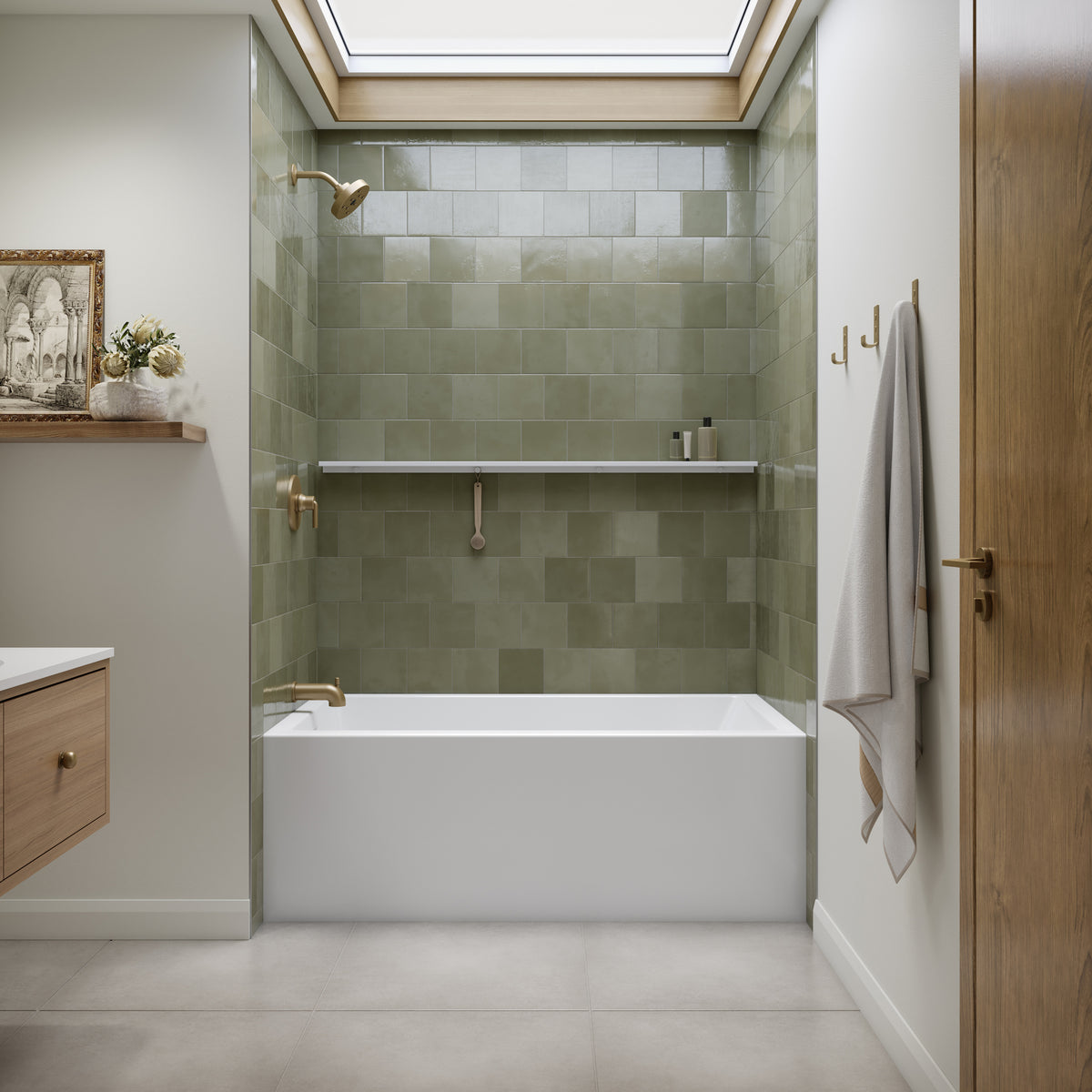 Neptune Clermont 3260 IFS AFR Acrylic Alcove Bathtub in White