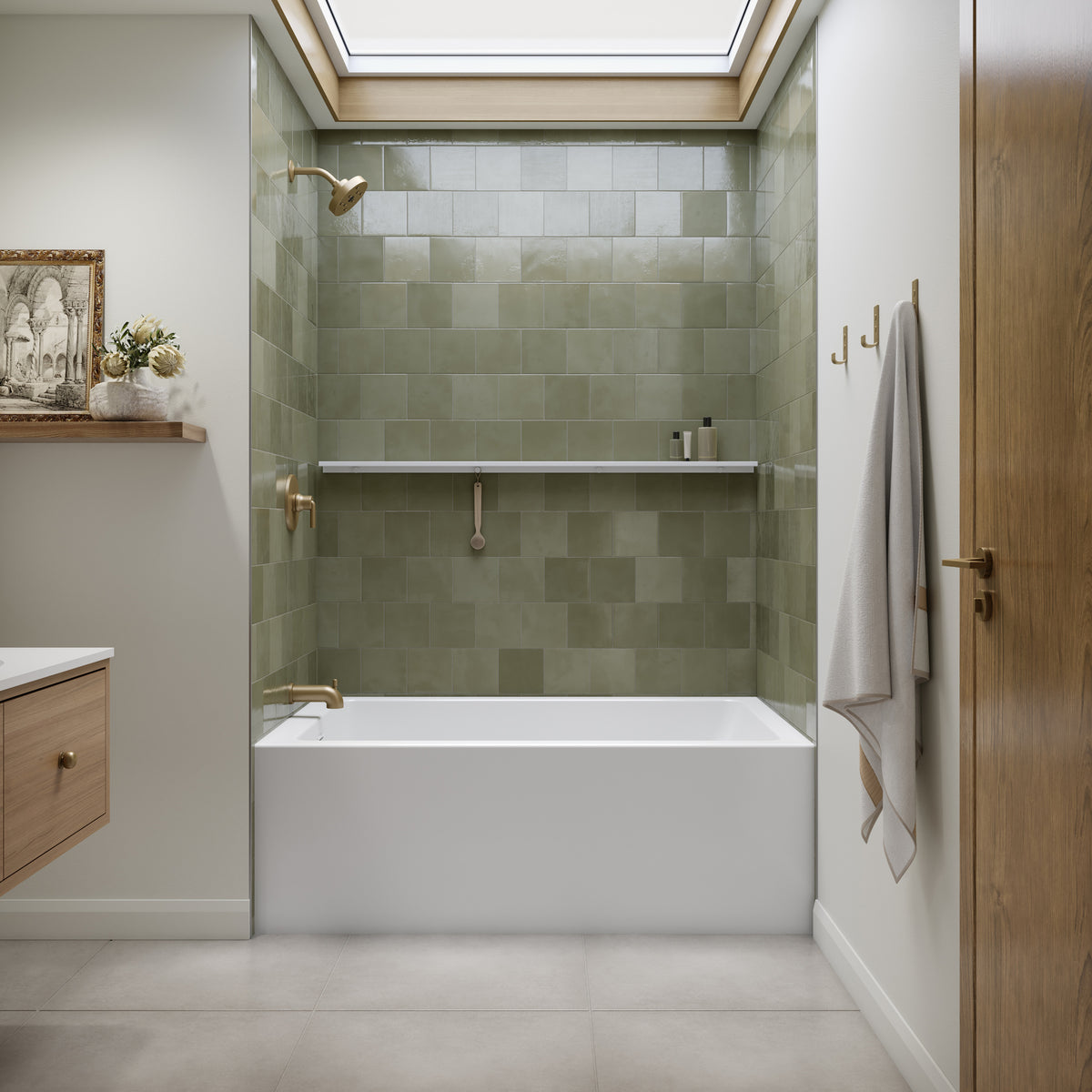 Neptune Clermont 3660 IFS AFR Acrylic Alcove Bathtub in White