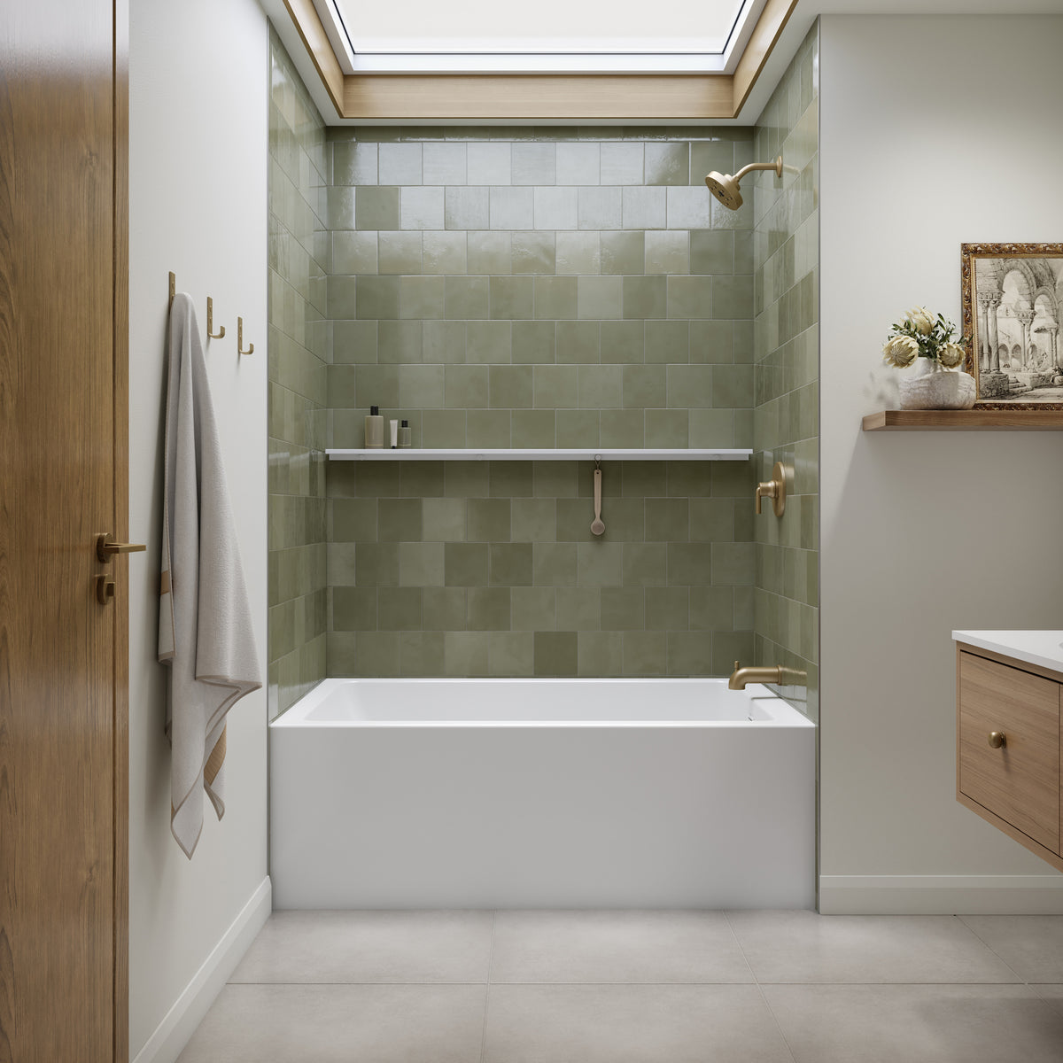 Neptune Clermont 3660 IFS AFR Acrylic Alcove Bathtub in White - image 6