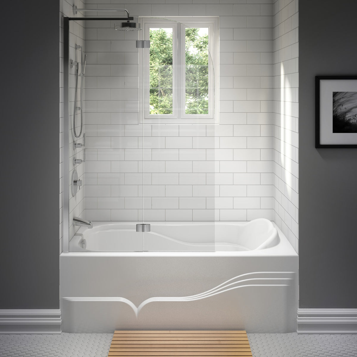 Neptune Daphne 6032 IFS Acrylic Alcove Right Drain Bathtub in White