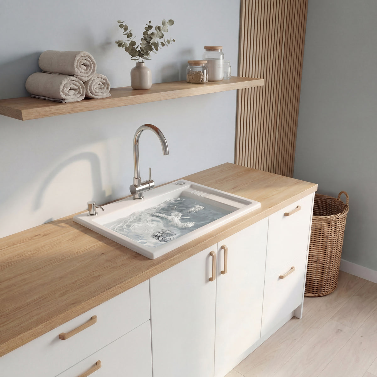 Neptune Eco 2420 Acrylic Drop-In Single Bowl Laundry Sink in White - image 2
