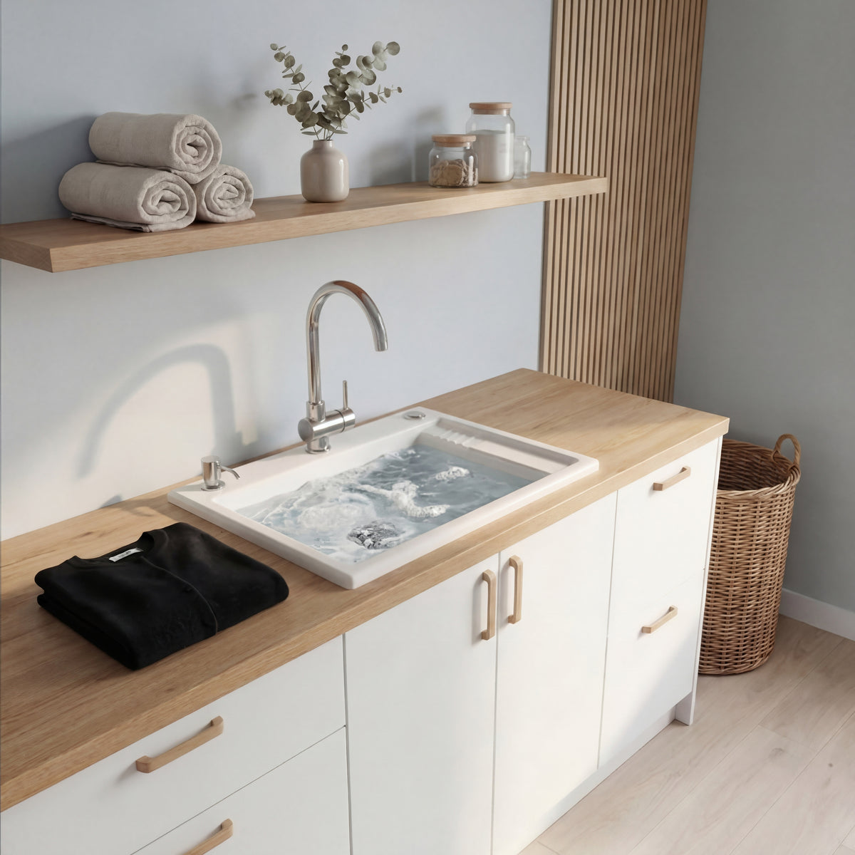 Neptune Eco 2420 Acrylic Drop-In Single Bowl Laundry Sink in White - image 3